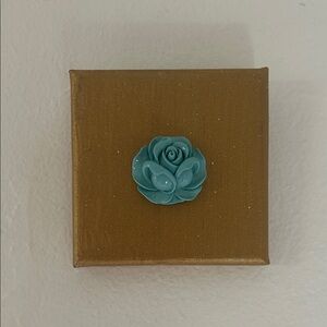 Mini Gold Canvas Wall Decor with Teal Rose Accent